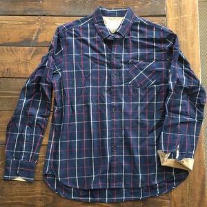 Rag & Bone tailored fit navy plaid button down